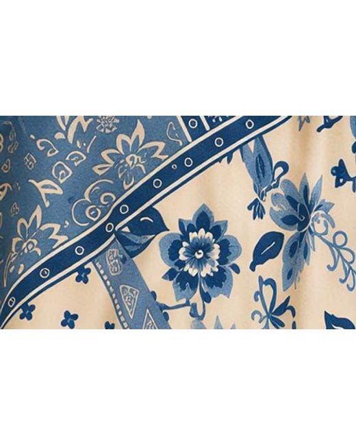 BLUEGREY Blue Patchwork Print Long Sleeve Top