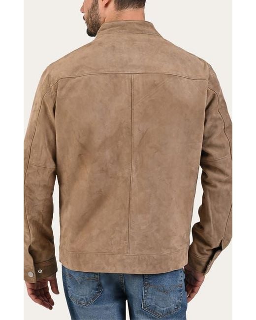 Frye Brown Cafe Leather Racer Jacket for men