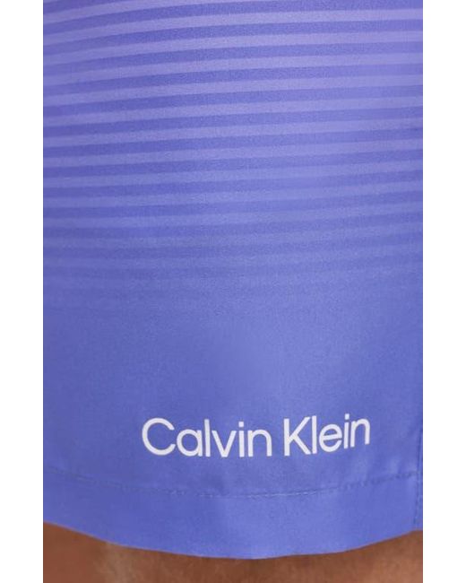 Calvin Klein Blue Gradient Stripe Swim Trunks for men