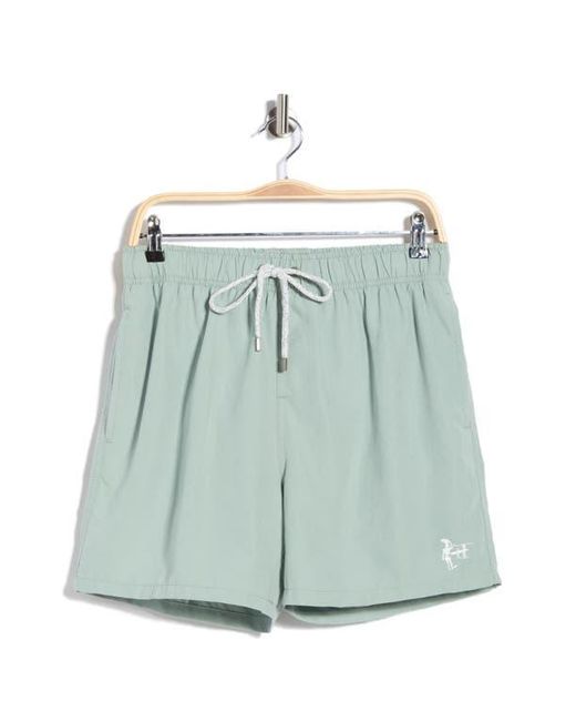 Vintage Summer Blue Solid Volley Swim Trunks for men