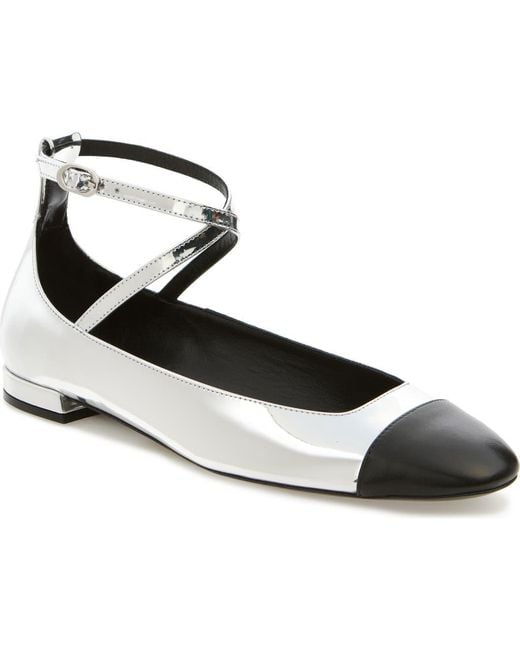Stuart Weitzman Metallic Eden Cross Strap Ballet Flat