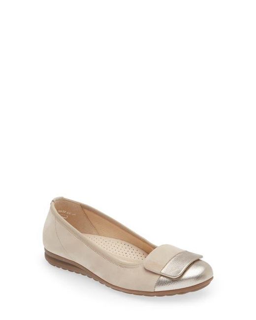 Gabor White Metallic Ballet Flat