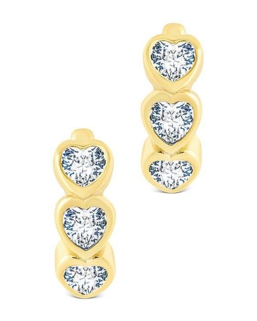 Sterling Forever Metallic Jorlyn Cubic Zirconia Heart Micro Huggie Hoop Earrings