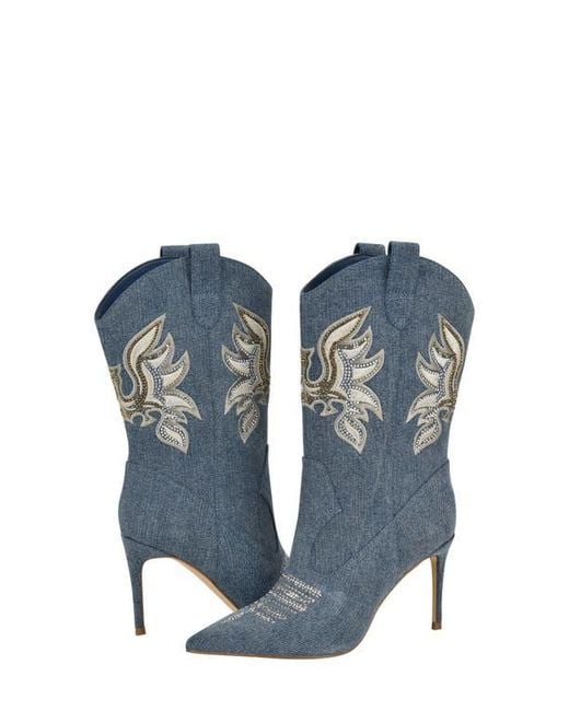 Guess Blue Rasima Pointy Toe Western Boot