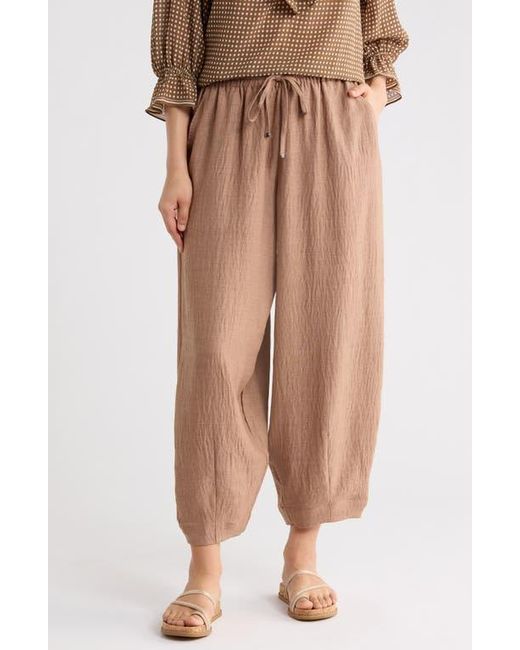 Max Studio Brown Drawstring Lantern Pants