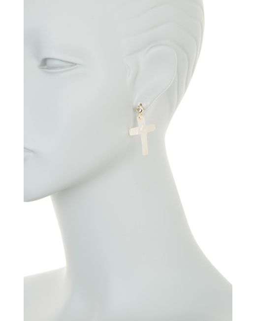 Frasier Sterling White Roma Mother Of Pearl & Crystal Cross Drop Earrings