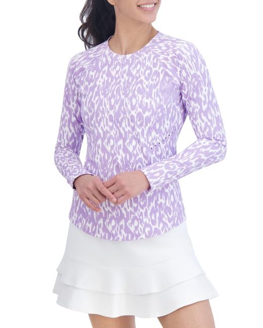 SAGE Collective Purple Streamlined Perforated Long Sleeve Performance Top