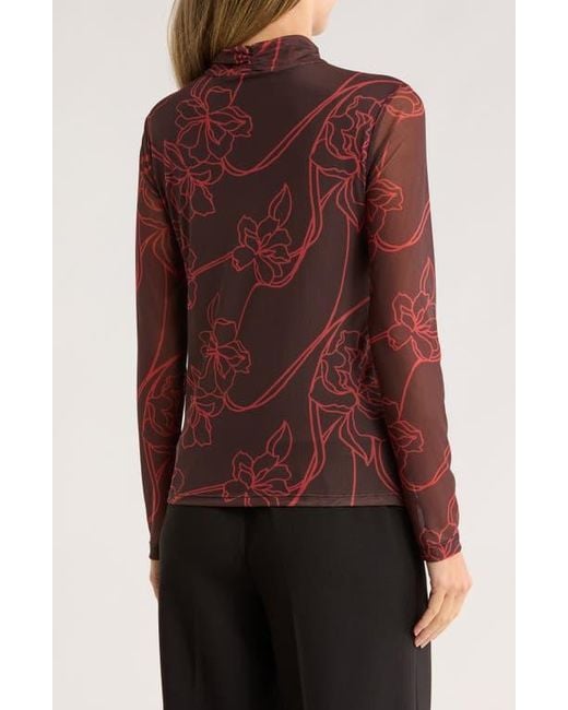 Sanctuary Red Mesh Mock Neck Top