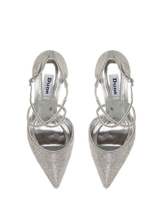 Dune White Captivates Rhinestone Pointed Toe Pump