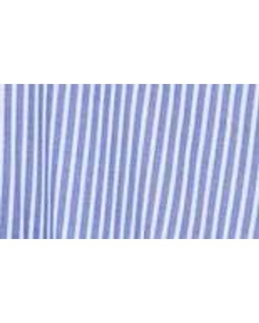 Ellen Tracy Blue Stripe Long Sleeve Belted Shirtdress