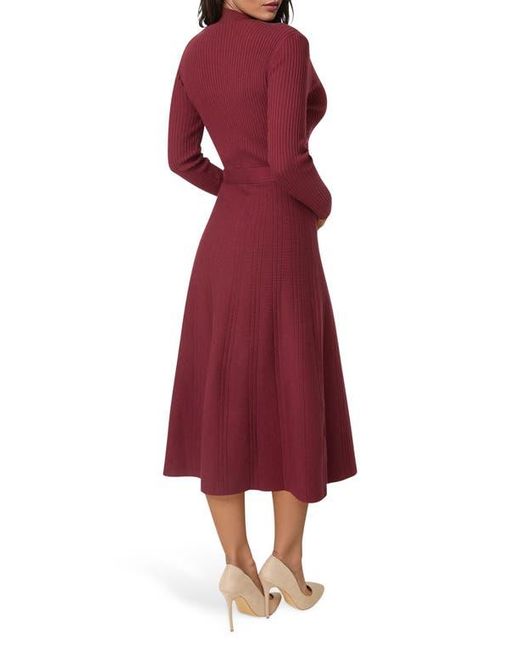 Bebe Red Surplice V-Neck Fit & Flare Sweater Dress