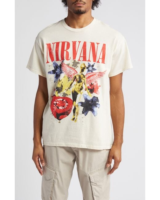 Merch Traffic White Nirvana Floral Unplugged Graphic T-shirt for men