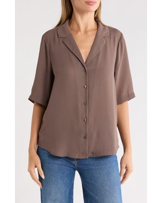 NYDJ Brown Gabrielle Floral Print Camp Shirt