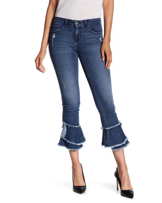 Jessica Simpson Blue Forever Frayed Ruffle Hem Jeans