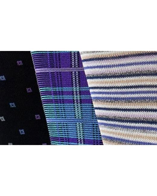 Lorenzo Uomo Blue Assorted 3-Pack Crew Socks for men