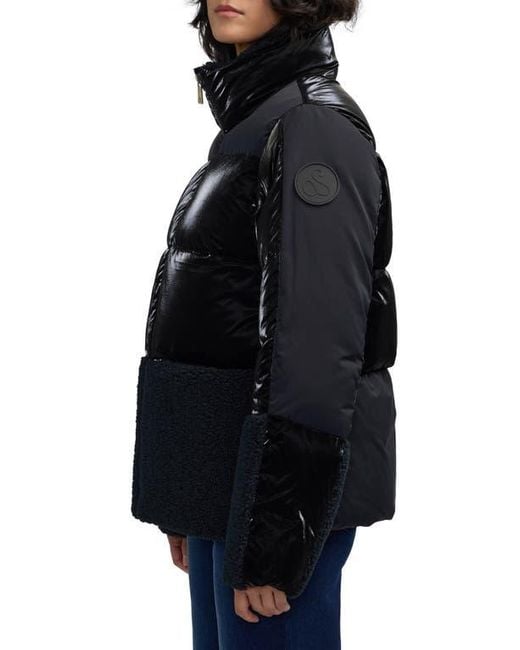 Scotch & Soda Black Selma Mixed Media Water Repellent Jacket