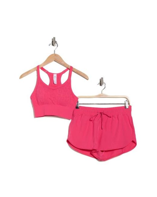 90 Degrees Pink Safari Trail 2-Pack Seamless Racerback Bralette & Shorts Set