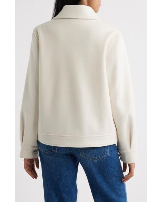 Cece Natural Jewel Button Flannel Jacket