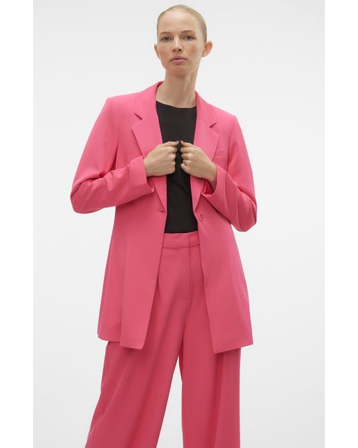 Vero Moda Pink Charity Slim Fit Long Blazer