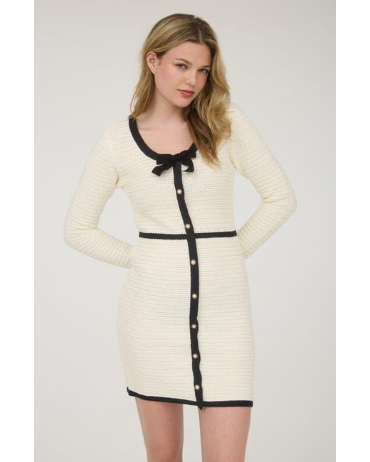 AUGUST SKY Natural Bow Long Sleeve Sweater Dress