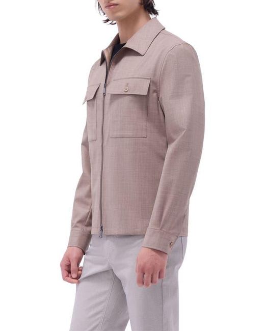 Bugatchi Brown Stretch Wool Zip Shirt Jacket for men