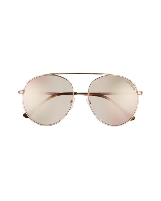 Tom Ford Natural Simone 58mm Gradient Mirrored Round Sunglasses