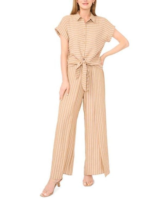 Halogen® Natural Printed Button-Up Top