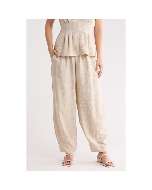 Max Studio Natural Drawstring Waist Lantern Leg Pants
