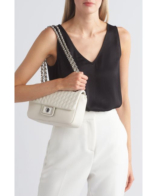 Karl Lagerfeld Natural Agyness Large Leather Shoulder Bag