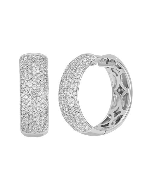 Bony Levy 18k White Gold Diamond Pave Huggie Hoop Earrings Lyst