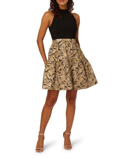 adrianna papell fit & flare dress Women's Beaded - Navy Blush Multi and side pockets add a practical touch Adrianna Papell V-Neck Embroidered Dress