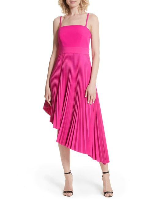 MILLY Pink Pleated Eliza Dress