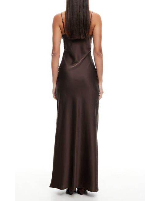 Lioness Brown About A Girl Cutotut Tie Detail Satin Slipdress