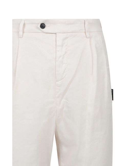 Palm Angels White Linen & Cotton Blend Chinos for men