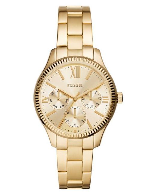 Fossil Metallic Rye Bracelet Strap Multifunction Watch, 36Mm