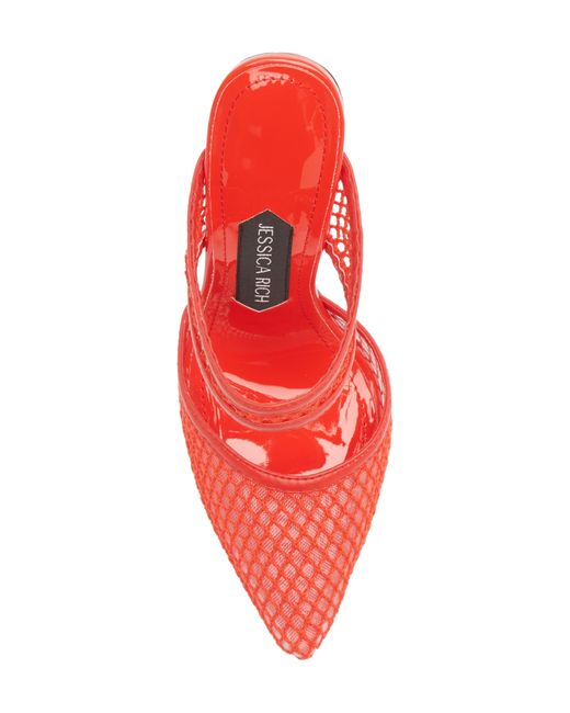 Jessica Rich Red Ysabelle Fishnet Pointed Toe Pump