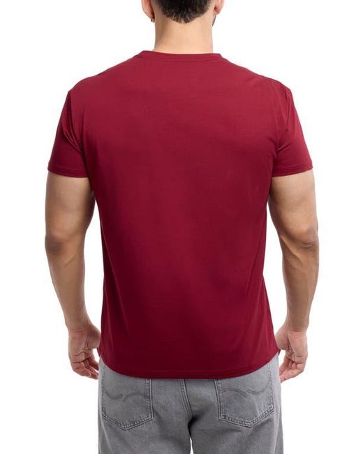 Xray Jeans Red Split Neck Cotton Crew T-Shirt for men