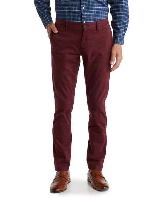 14th & Union Red The Wallin Stretch Twill Trim Fit Chino Pants for men