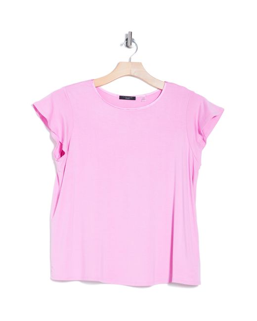 T Tahari Pink Flutter Cap Sleeve T-shirt