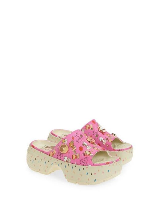 CROCSTM Pink Line Friends Stomp Slide Sandal