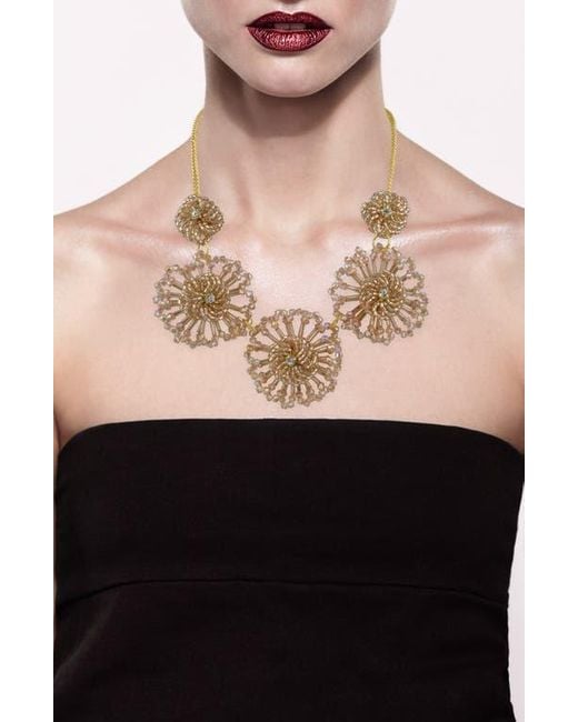 Jardin Metallic Beaded Floral Frontal Necklace