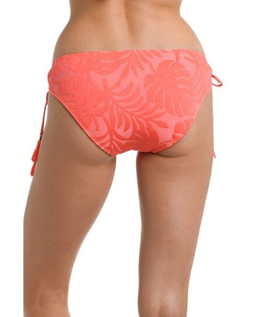 La Blanca Red Island Palm Adjustable Loop Hipster Bikini Bottoms