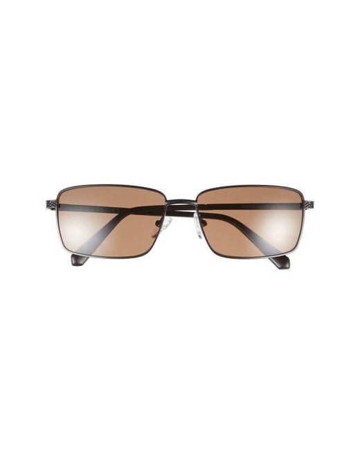 Guess Brown 59Mm Rectangular Sunglasses