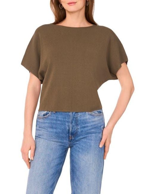 Halogen® Blue Short Sleeve Crop Sweater