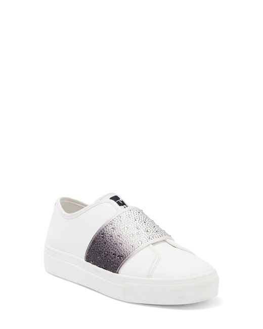 Karl Lagerfeld Remmy Rhinestone Slip-on Sneaker in White | Lyst