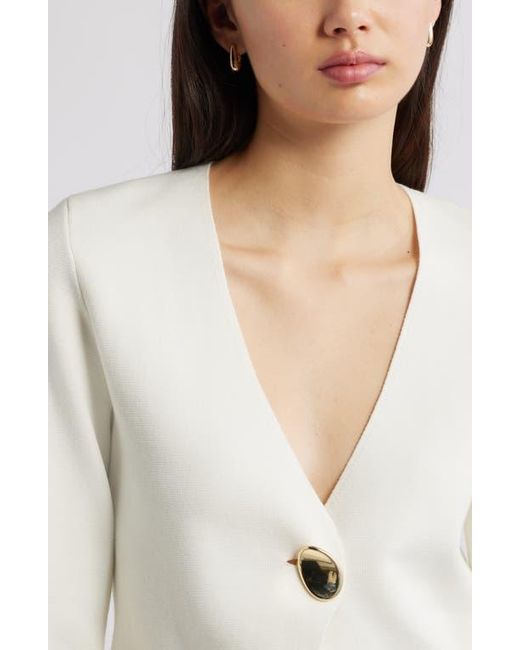 Open Edit White Structured One-Button Cardigan