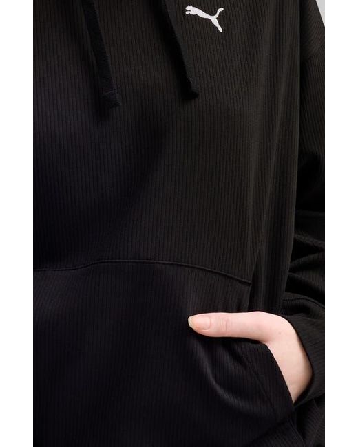 PUMA Black Essential Comfort Rib Hoodie