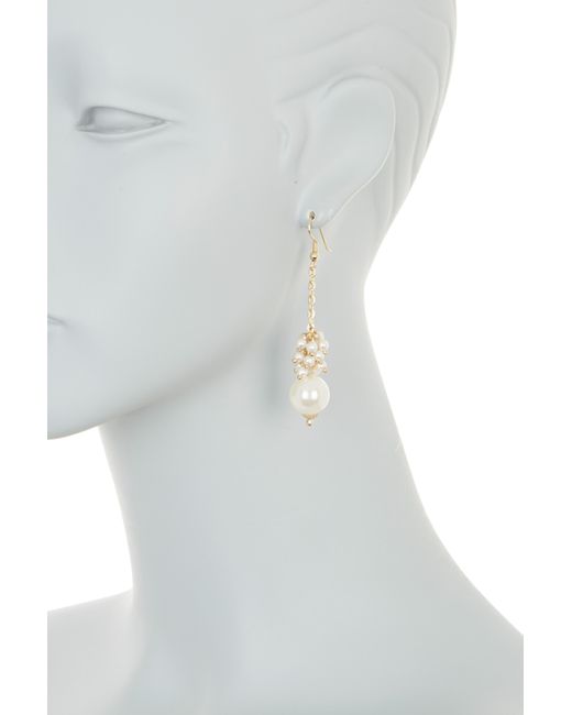 AREA STARS Metallic Pearl Cluster Chain Drop Earrings