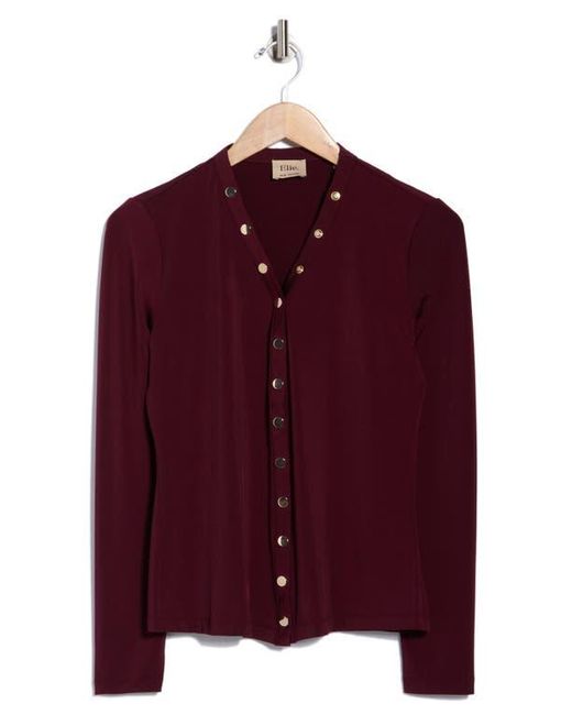 Tahari Red Long Sleeve Snap Button Top