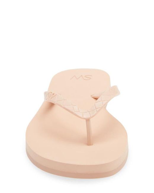 Stuart Weitzman Pink Embossed Croc Flip Flops